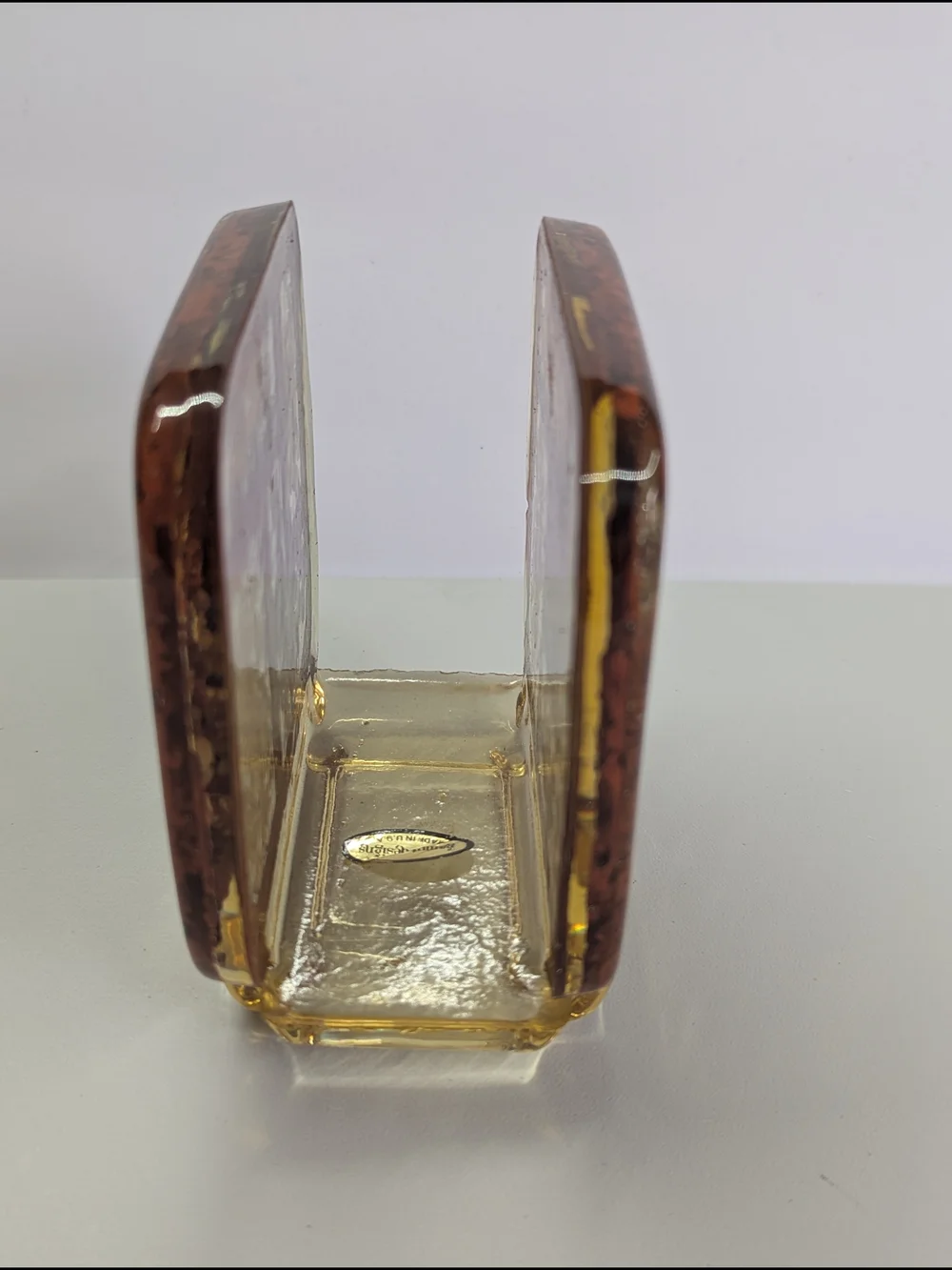 Vintage Gamut Designs Lucite Resin Napkin Holder Embedded Seeds Grains MCM Boho